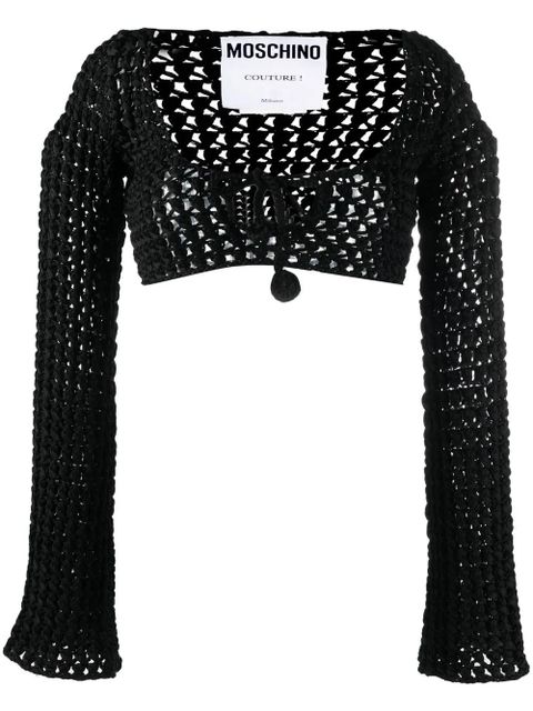 Moschino open-knit cropped top - Black - zdjęcie produktu nr 1