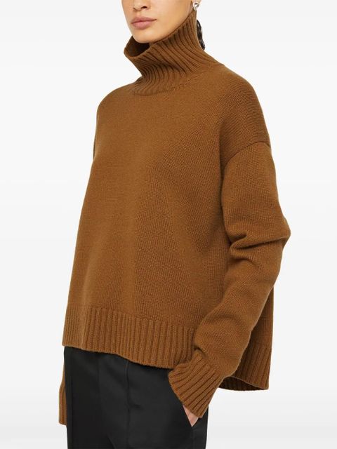 Jil Sander funnel-neck cashmere blend jumper - Brown