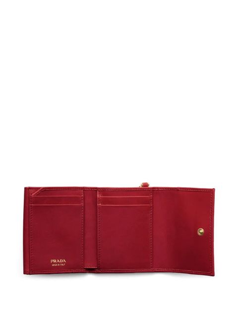 Prada logo-plaque leather wallet - Red