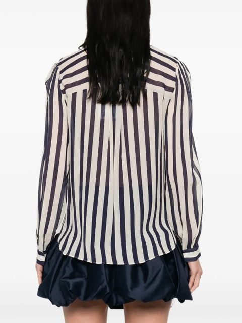 Self-Portrait striped neck-tie blouse - Blue