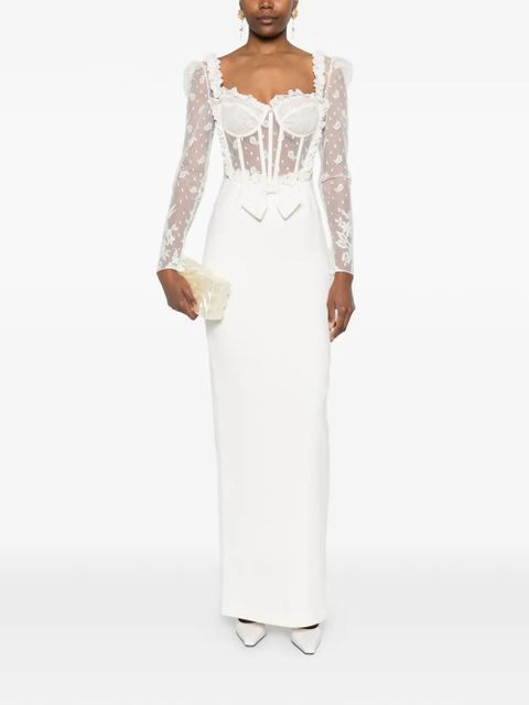 Alessandra Rich lace bow maxi dress - Neutrals - zdjęcie produktu nr 2