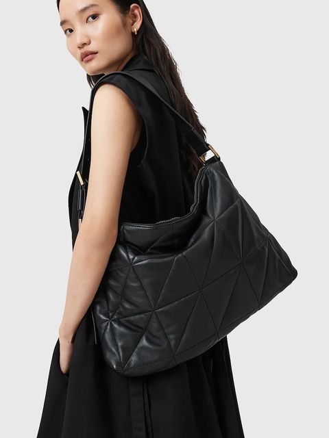 AllSaints torebka skórzana EDBURY kolor czarny W345XD