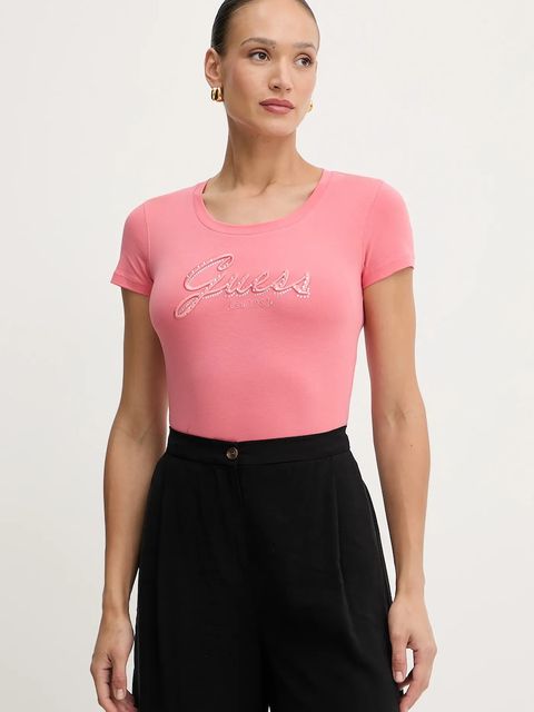 Guess t-shirt damski kolor pomarańczowy W5YI46 J1314 - zdjęcie produktu nr 1