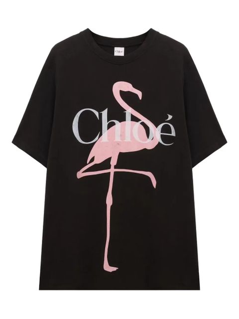 Chloé flamingo-print T-shirt - Black - zdjęcie produktu nr 2
