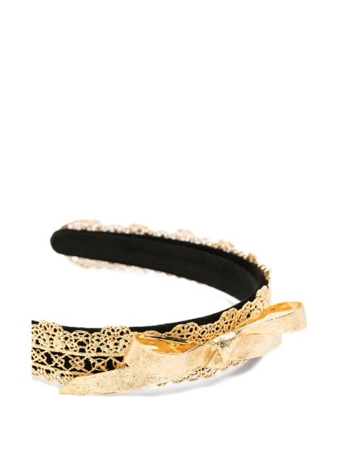SHUSHU/TONG x Yvmin lace-trim bow-detail headband - Gold - zdjęcie produktu nr 2