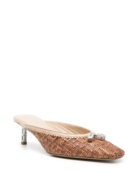 GCDS monogram-embossed 60mm raffia mules - Brown