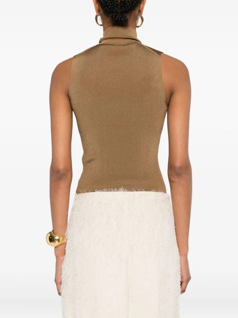 KHAITE high neck top - Brown