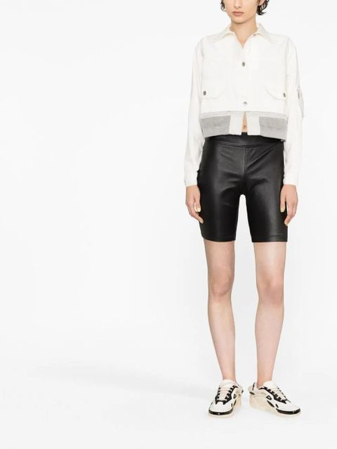 LOEWE logo-print leather shorts - Black
