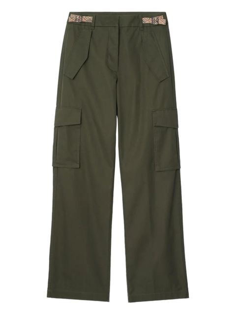 Burberry check-trim cargo trousers - Green - zdjęcie produktu nr 1