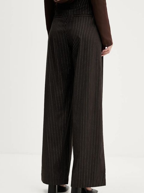 Rotate spodnie damskie kolor brązowy szerokie high waist 1146983065