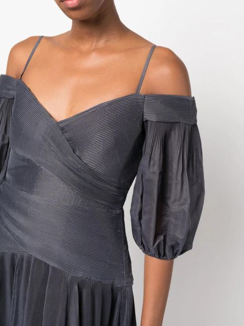 ZIMMERMANN off-shoulder pleated midi dress - Blue