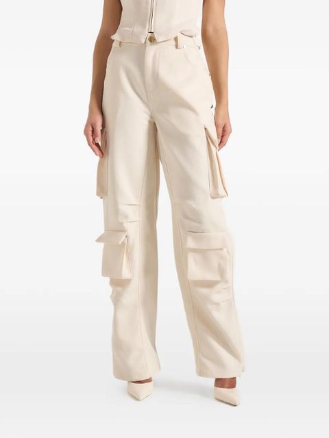 Manière De Voir Emilie cuff-zip flap-pocket trousers - Neutrals