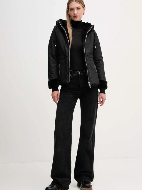 Geox kurtka dwustronna KAULA kolor czarny przejściowa W5622E TC197