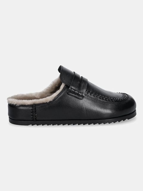 Answear.LAB klapki skórzane damskie kolor czarny