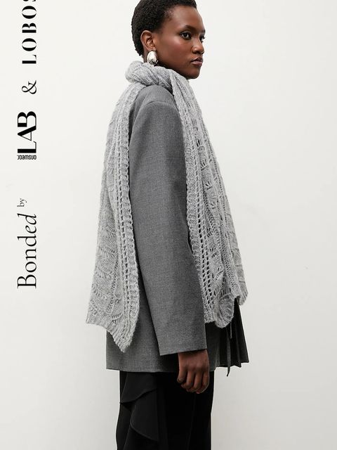 Answear.LAB szalik z wełną damski kolor szary gładki - zdjęcie produktu nr 1