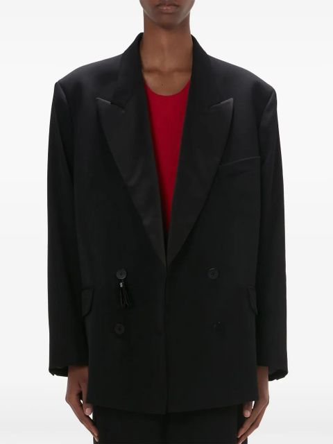 JW Anderson double-breasted contrasting-collar blazer - Black