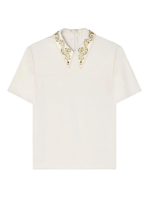Versace embellished-collar short-sleeve top - Neutrals - zdjęcie produktu nr 1