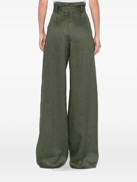 Max Mara Materia belt pleated trousers - Green
