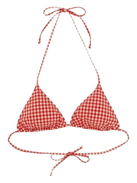 MC2 Saint Barth gingham-print bikini bottom - Red - zdjęcie produktu nr 1