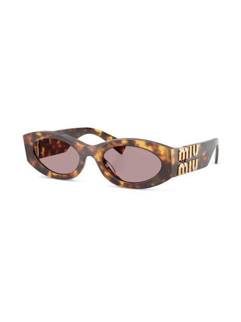 Miu Miu Eyewear logo-lettering sunglasses - Brown - zdjęcie produktu nr 2