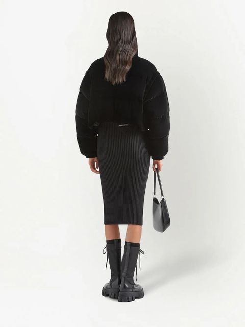 Prada convertible velvet down jacket - Black