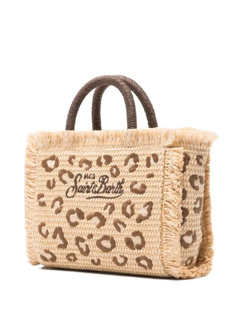 MC2 Saint Barth mini Vanity leopard-print frayed tote bag - Neutrals