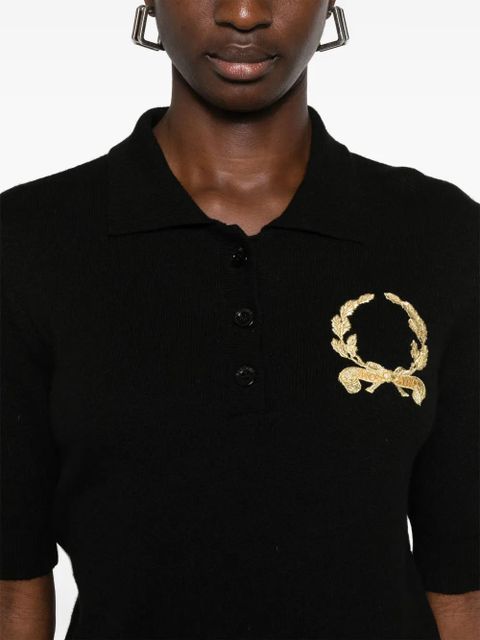 Moschino motif-embroidered polo top - Black