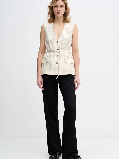 Sisley kamizelka kolor beżowy jednorzędowa 24QVLJ00V - zdjęcie produktu nr 2