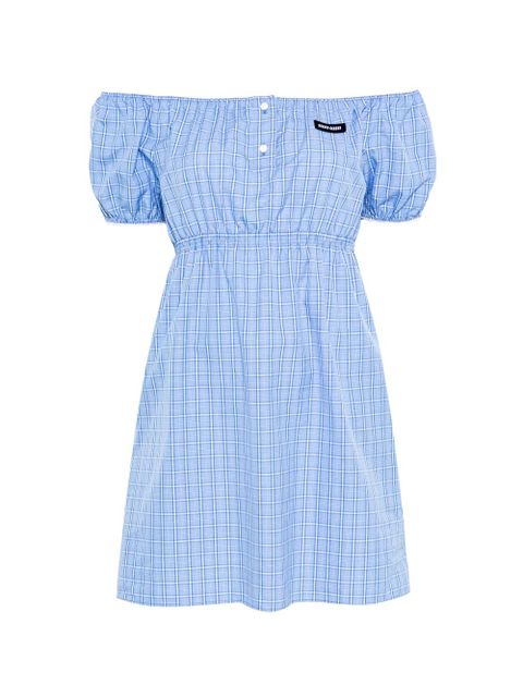 Miu Miu plaid-pattern mini dress - Blue - zdjęcie produktu nr 1