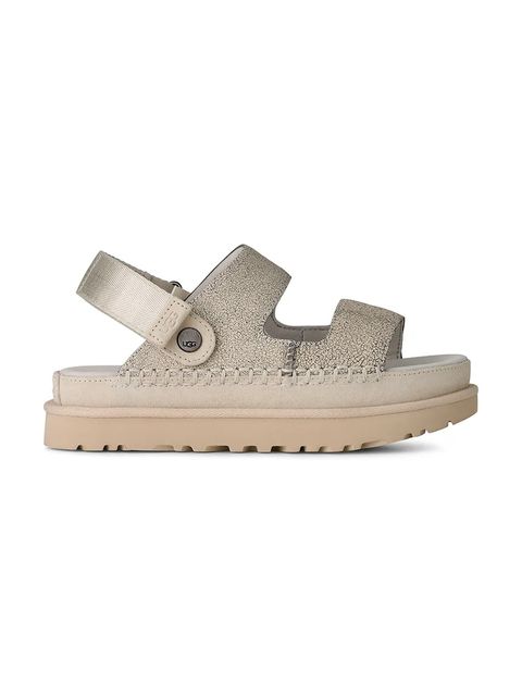 UGG klapki skórzane W Goldenstar Crackle Glide - zdjęcie produktu nr 1