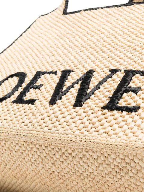 LOEWE logo-lettering raffia tote bag - Neutrals