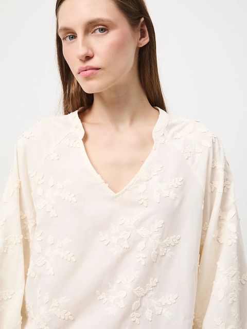 Medicine bluzka bawełniana damska kolor beżowy z aplikacją