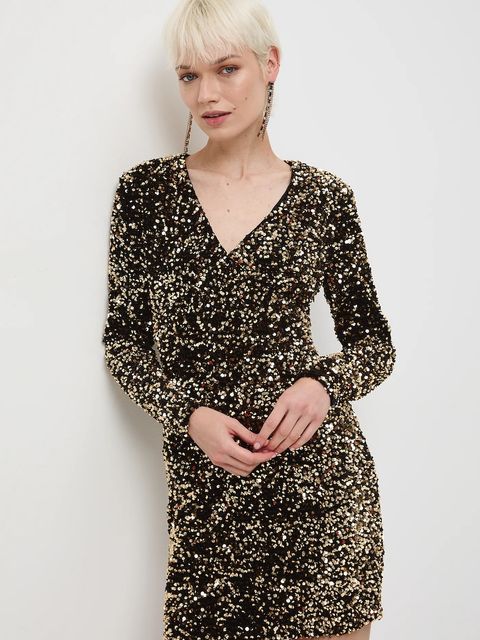 Medicine sukienka kolor złoty mini dopasowana