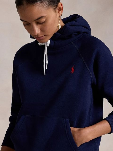 Polo Ralph Lauren bluza damska kolor granatowy z kapturem gładka 211943007