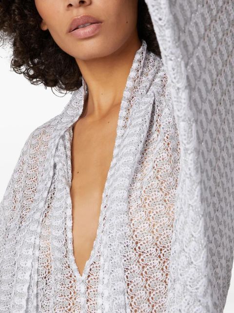 Missoni sash-collar lamé blouse - Silver