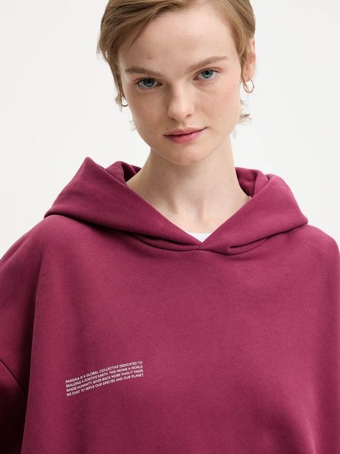 Pangaia bluza bawełniana kolor bordowy z kapturem gładka 10000180