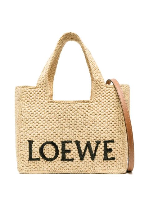 LOEWE logo-embroidered raffia tote bag - Neutrals - zdjęcie produktu nr 1