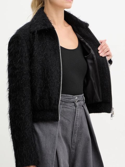 BOSS kurtka z dodatkiem wełny kolor czarny przejściowa 50549159