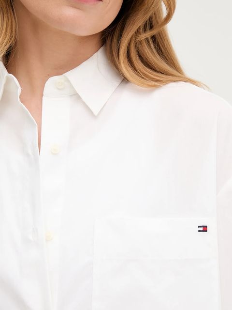 Tommy Hilfiger koszula bawełniana damska kolor biały relaxed z kołnierzykiem klasycznym WW0WW45892