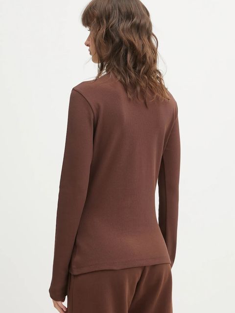 Hugo Blue longsleeve Easy Longsleeve_B damski kolor brązowy z półgolfem 50525318