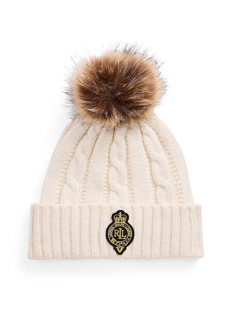 Lauren Ralph Lauren czapka z dodatkiem wełny kolor beżowy 454P04455 - zdjęcie produktu nr 1