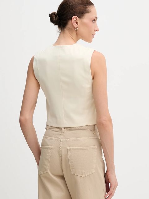 United Colors of Benetton kamizelka kolor beżowy jednorzędowa 2YVXDJ011