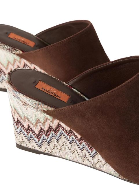 Missoni chevron-knit suede mules - Brown