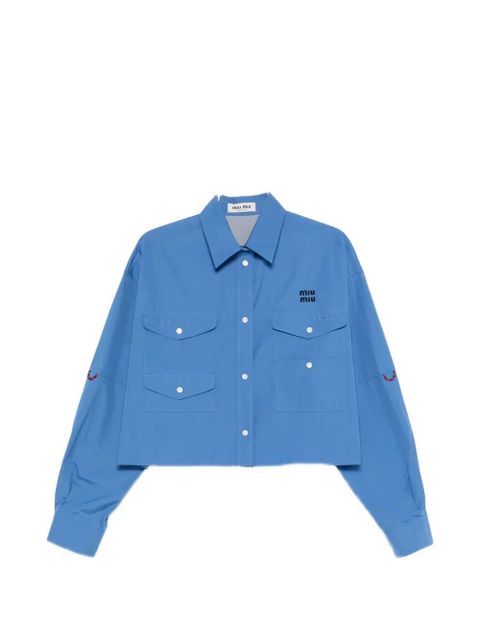 Miu Miu logo-embroidered shirt - Blue - zdjęcie produktu nr 1