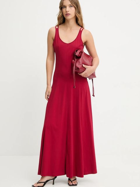 Answear.LAB sukienka bawełniana kolor czerwony maxi rozkloszowana - zdjęcie produktu nr 1