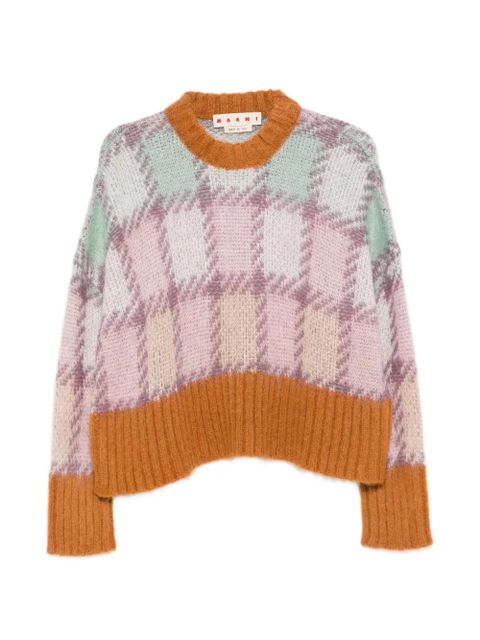 Marni checked long-sleeve sweater - Pink - zdjęcie produktu nr 1