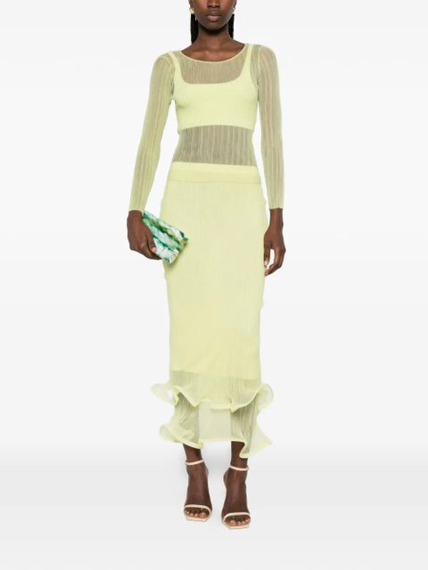 Simkhai ruffled-hem midi skirt - Green - zdjęcie produktu nr 2