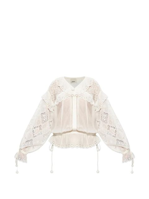 ISABEL MARANT broderie-anglaise drawstring blouse - White - zdjęcie produktu nr 1