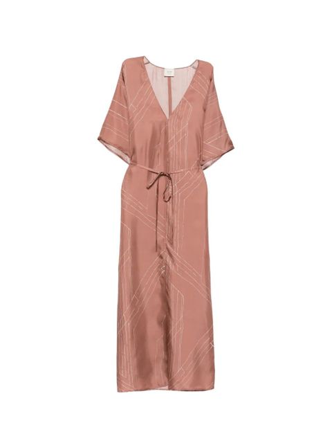 Alysi abstract-print tie-waist midi dress - Pink - zdjęcie produktu nr 1