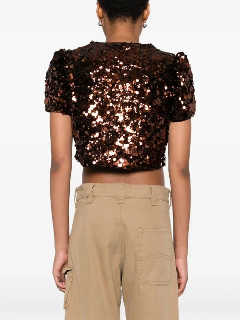 GANNI sequinned blouse - Brown